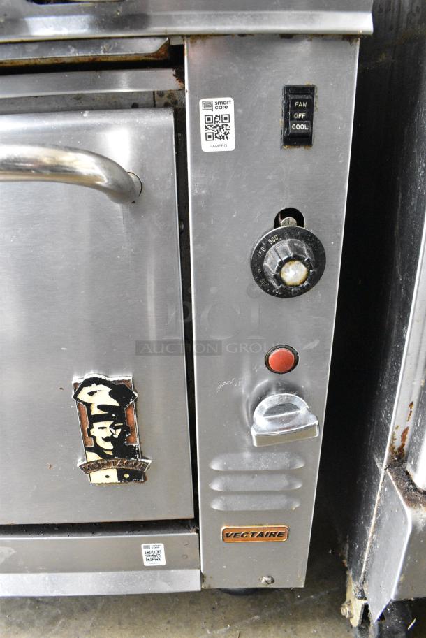 Montague Vectaire Stainless Steel Commercial Natural Gas Powered 4 Burner Range w/ CONVECTION Oven on Commercial Casters. - Image 12 of 12