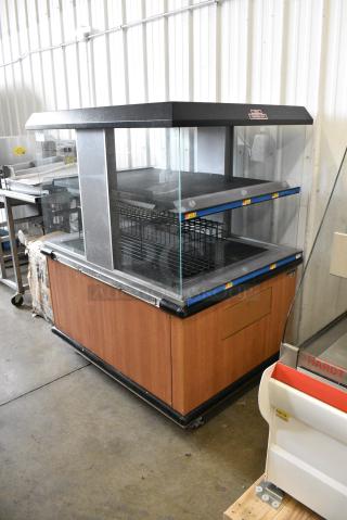 Custom Delis Equipment Stainless Steel Commercial 2 Tier Warming Display Case Merchandiser on Commercial Casters. 208-240 Volts.