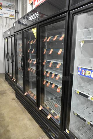 2018 True GDM-72-HC Metal Commercial 3 Door Reach In Cooler Merchandiser w/ Poly Coated Racks. 115 Volts, 1 Phase. Tested and Working!
