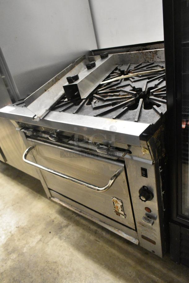 Montague Stainless Steel Commercial Natural Gas Powered 6 Burner Range w/ CONVECTION Oven. - Image 2 of 11