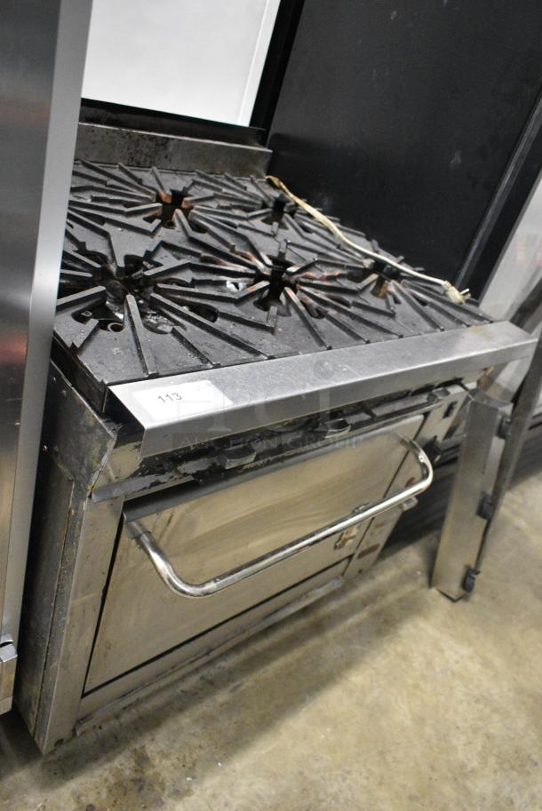 Montague Stainless Steel Commercial Natural Gas Powered 6 Burner Range w/ CONVECTION Oven. - Image 5 of 11