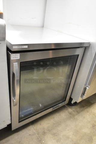 True TUC-27G-HC Stainless Steel Commercial Single Door Undercounter Cooler Merchandiser on Commercial Casters. 115 Volts, 1 Phase. Tested and Working!