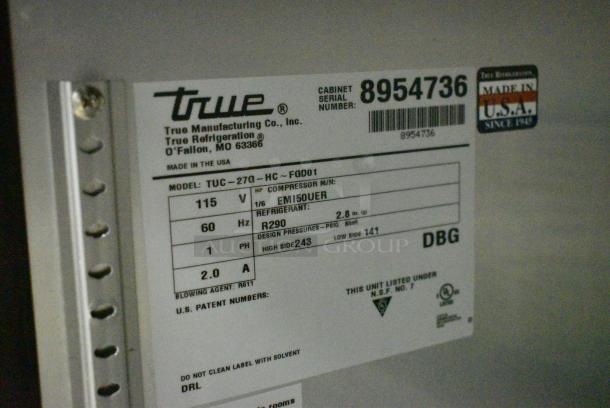 True TUC-27G-HC Stainless Steel Commercial Single Door Undercounter Cooler Merchandiser on Commercial Casters. 115 Volts, 1 Phase. Tested and Working! - Image 7 of 7