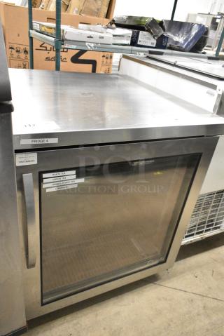True TUC-27G-HC Stainless Steel Commercial Single Door Undercounter Cooler Merchandiser on Commercial Casters. 115 Volts, 1 Phase. Tested and Working!