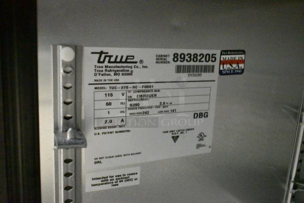 True TUC-27G-HC Stainless Steel Commercial Single Door Undercounter Cooler Merchandiser on Commercial Casters. 115 Volts, 1 Phase. Tested and Working! - Image 7 of 7
