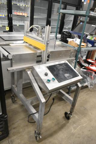 Metal Commercial Floor Style Automatic Cutter on Commercial Casters. 115/240 Volts, 1 Phase. Tested and Working!