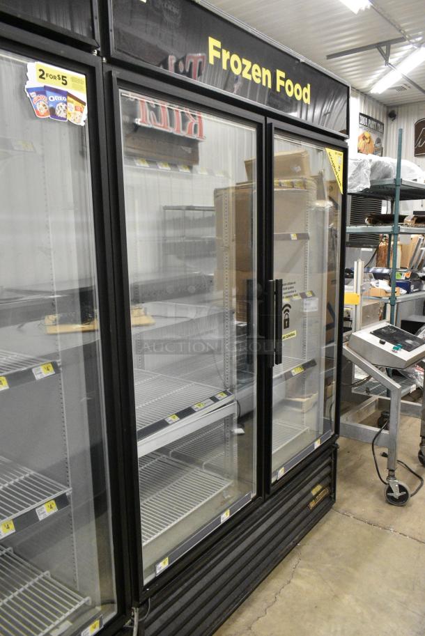 True GDM-49F-LD Metal Commercial 2 Door Reach In Freezer Merchandiser w/ Poly Coated Racks. 115/208-230 Volts, 1 Phase. Tested and Working! - Image 1 of 5