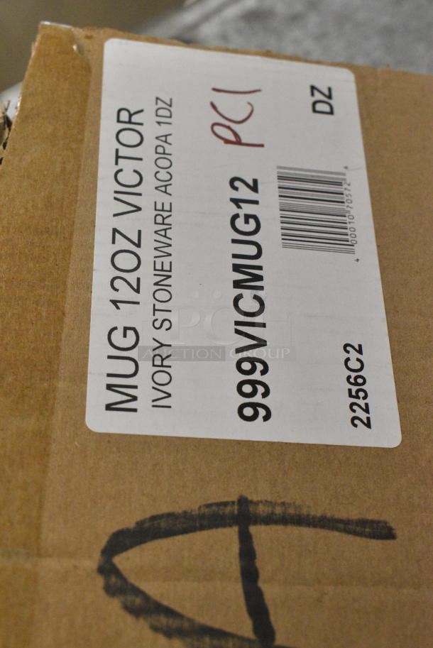 BRAND NEW SCRATCH AND DENT! Box of 9 999VICMUG12 Acopa 12 oz. Ivory (American White) Customizable Victor Stoneware Coffee Mug - Image 7 of 7