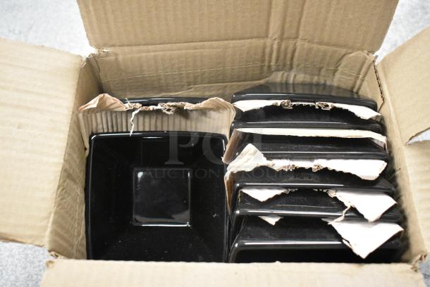 BRAND NEW SCRATCH AND DENT! Box of 8 999BWSQB11BK Acopa 8 oz. Glossy Black Square Stoneware Bowl - Image 3 of 8