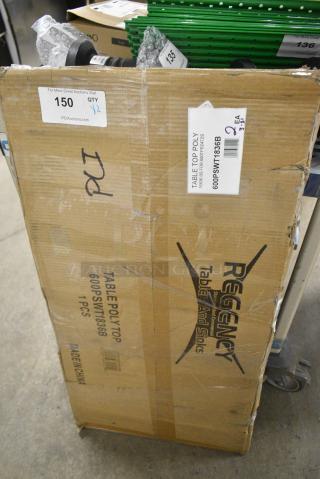 2 BRAND NEW SCRATCH AND DENT! Regency 600PSWT1836B 18" x 36" Poly Table Top for 24" x 72" Poly Top Table with Backsplash. 2 Times Your Bid!