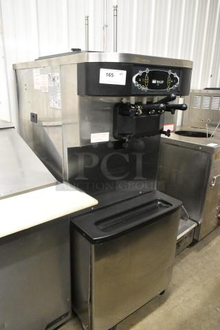 Taylor C713-33 Stainless Steel Commercial Floor Style Water Cooled 2 Flavor w/ Twist Soft Serve Ice Cream Machine on Commercial Casters. 208-230 Volts, 3 Phase.