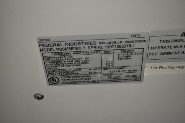 Federal RSSM560SC-3 Metal Commercial Open Grab N Go Merchandiser on Commercial Casters. 120/208-240 Volts, 1 Phase. - Image 7 of 7