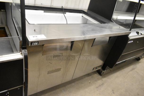True TSSU-48-18M-B Stainless Steel Commercial Sandwich Salad Prep Table Bain Marie on Commercial Casters. 115 Volts, 1 Phase. Tested and Powers On But Does Not Get Cold - Image 1 of 9