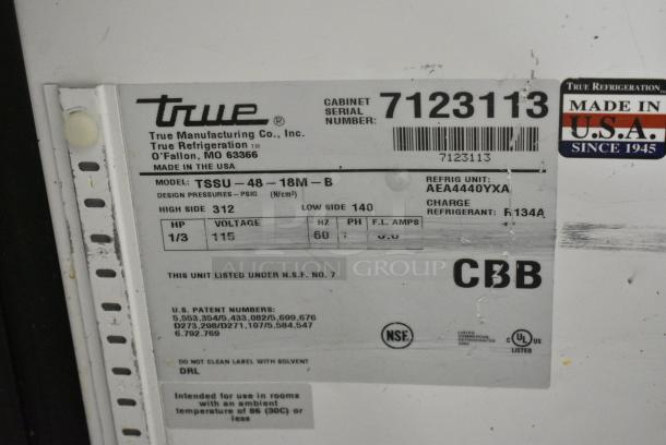 True TSSU-48-18M-B Stainless Steel Commercial Sandwich Salad Prep Table Bain Marie on Commercial Casters. 115 Volts, 1 Phase. Tested and Powers On But Does Not Get Cold - Image 9 of 9