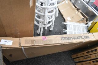 BRAND NEW SCRATCH AND DENT! Regency 109APR1820L 20 Pan End Load Bun / Sheet Pan Rack with Non-Marking Casters - Unassembled. May Be Missing Pieces