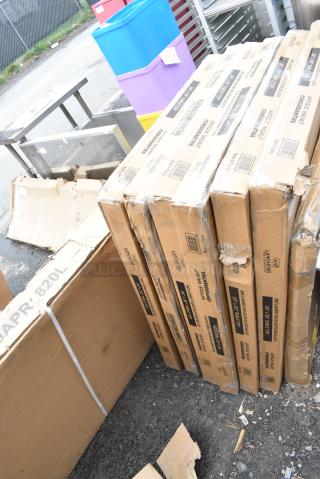 6 BRAND NEW SCRATCH AND DENT! Lancaster Table & Seating 3492430ANTWA Industrial 24" x 30" Solid Wood Live Edge Table Top with Rustic Walnut Finish. 6 Times Your Bid!