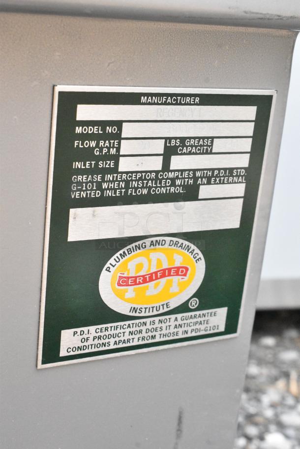 BRAND NEW SCRATCH AND DENT! Regency 600GT20 40 lb. 20 GPM Grease Trap with 3" Non-Threaded Connections - Image 5 of 5