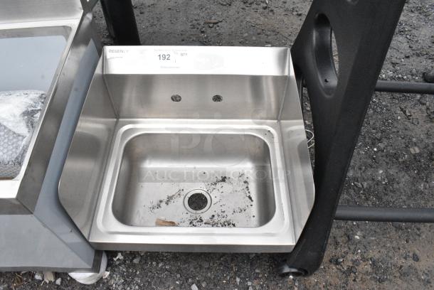 BRAND NEW SCRATCH AND DENT! Regency 600HS17SP 17" x 15" Wall-Mounted Hand Sink with Gooseneck Faucet and Side Splash - Image 6 of 7