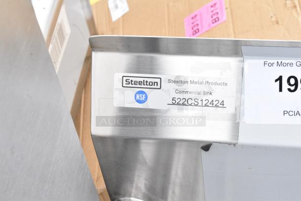 BRAND NEW SCRATCH AND DENT! Steelton 522CS12424 29 1/2" 18-Gauge Stainless Steel One Compartment Commercial Sink without Drainboard - 24" x 24" x 12" Bowl. No Legs. - Image 4 of 4
