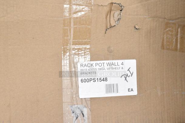 BRAND NEW SCRATCH AND DENT! Regency 600PS1548 15" x 48" Stainless Steel Wall Mounted Pot Rack with Shelf and 18 Galvanized Hooks - Image 2 of 3