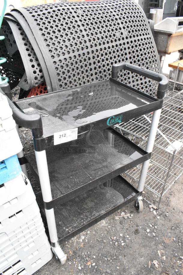 Choice Black Poly 3 Tier Cart on Commercial Casters. - Image 1 of 7