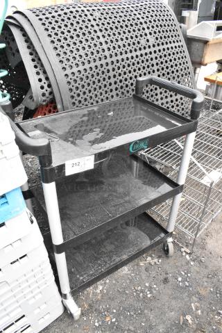 Choice Black Poly 3 Tier Cart on Commercial Casters.