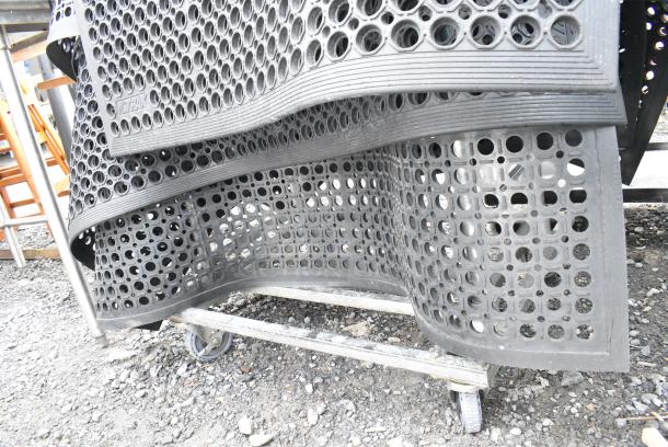 10 Black Anti Fatigue Floor Mats on Metal Floor Mat Cart on Commercial Casters. 10 Times Your Bid! - Image 3 of 4
