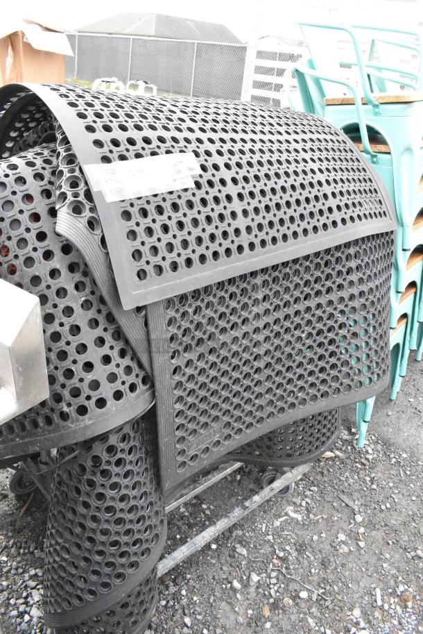 10 Black Anti Fatigue Floor Mats on Metal Floor Mat Cart on Commercial Casters. 10 Times Your Bid! - Image 4 of 4