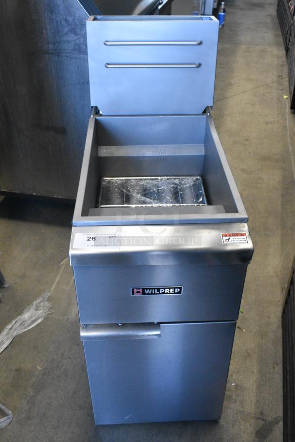 BRAND NEW SCRATCH AND DENT! Wilprep WP-F4-LP Stainless Steel Commercial Floor Style Propane Gas Powered Deep Fat Fryer w/ 2 Metal Fry Baskets. 120,000 BTU. - Image 9 of 16