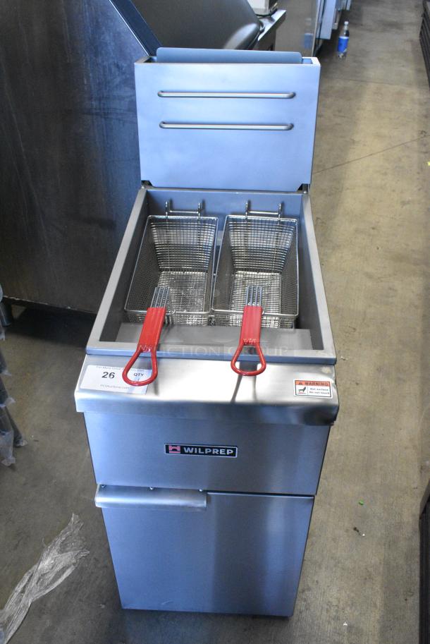 BRAND NEW SCRATCH AND DENT! Wilprep WP-F4-LP Stainless Steel Commercial Floor Style Propane Gas Powered Deep Fat Fryer w/ 2 Metal Fry Baskets. 120,000 BTU. - Image 14 of 16