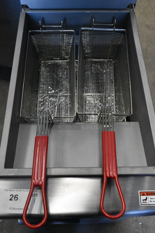 BRAND NEW SCRATCH AND DENT! Wilprep WP-F4-LP Stainless Steel Commercial Floor Style Propane Gas Powered Deep Fat Fryer w/ 2 Metal Fry Baskets. 120,000 BTU. - Image 15 of 16