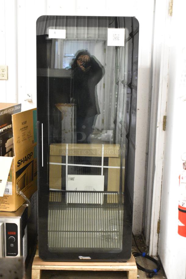 BRAND NEW SCRATCH AND DENT! 2024 True CVM-13-HC 24 7/8" Black Refrigerated Contemporary Glass Door Merchandiser with LED Lighting. 115 Volts, 1 Phase. Tested and Working! - Image 1 of 10