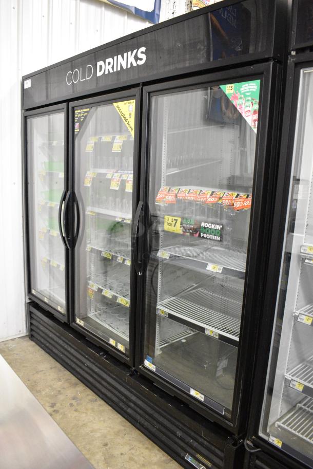 2018 True GDM-72-HC Metal Commercial 3 Door Reach In Cooler Merchandiser w/ Poly Coated Racks. 115 Volts, 1 Phase. Tested and Working! - Image 1 of 9