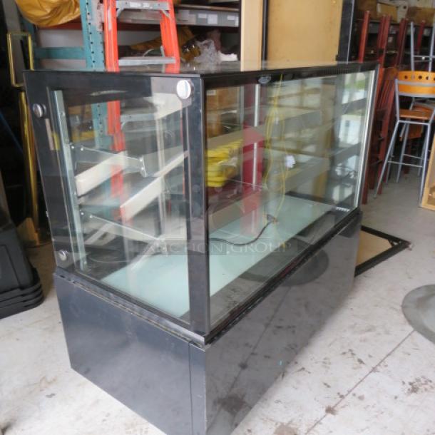 One WORKING Spartan Refrigerated Display Case With 2 Shelves On Casters. Model# SCC-48.  110-120 Volt. 48X27X47. $4627.00. - Image 2 of 3