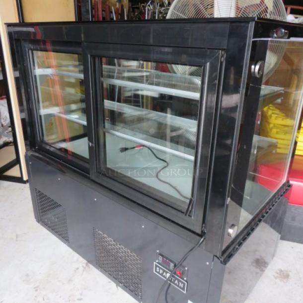 One WORKING Spartan Refrigerated Display Case With 2 Shelves On Casters. Model# SCC-48.  110-120 Volt. 48X27X47. $4627.00. - Image 3 of 3