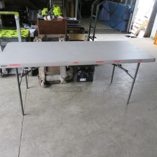 One Lifetime Beige Folding Table. 72X30X30 - Image 1 of 1
