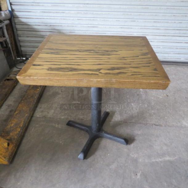 One Wooden Table Top On A Pedestal Base. 24X28X29 - Image 1 of 3