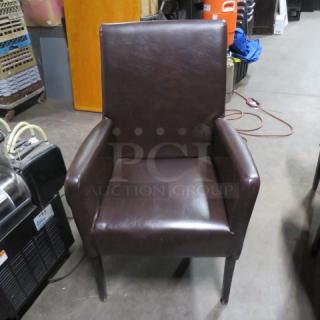 Brown Cushioned Arm Chair. 2XBID