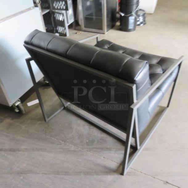 One VERY COMFORTABLE Metal Chair With Black Cushioned Seat And Back. - Image 3 of 3
