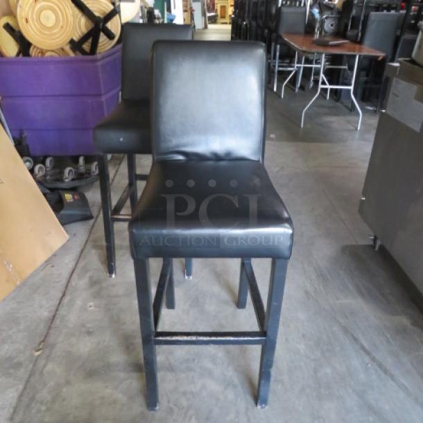 Wooden Bar Height Chair With Black Cushioned Seat And Back. 2XBID - Image 1 of 2