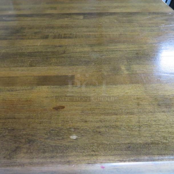 One Wooden Butcher Block Table Top On A Pedestal Base. 36X36X30 - Image 2 of 2