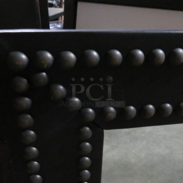 One Wooden Decorative Framed Mirror With Nail Head Trim. - Image 2 of 2