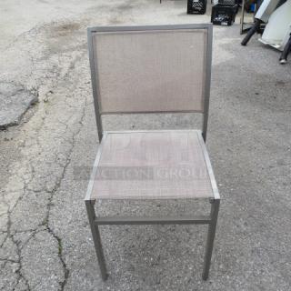 Metal Patio Chair With Brown Mesh Seat And Back. 2XBID