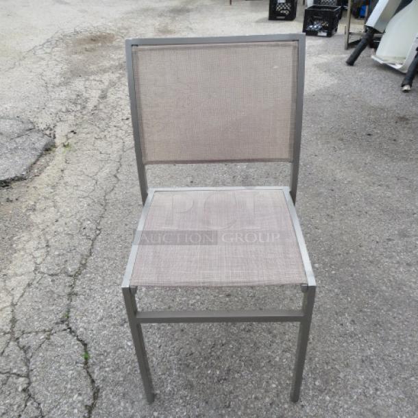 Metal Patio Chair With Brown Mesh Seat And Back. 2XBID - Image 1 of 2