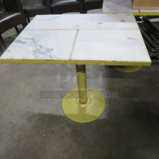 One 1920's Vintage Tile Table Top On A Heavy Pedestal Base. 30X24X29.5