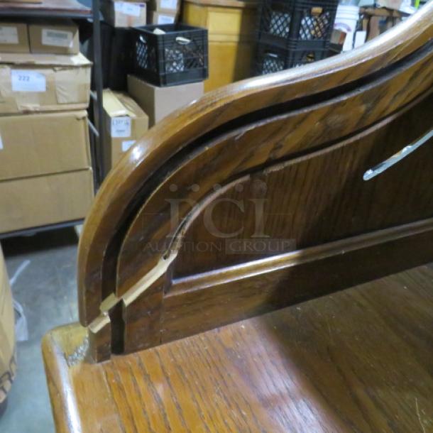 One Solid Oak Rolltop Desk With 33 Drawers. Small Crack See Pics. 61X36X51 - Image 4 of 6