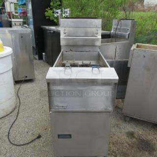 One Pitco Natural Gas Deep Fryer With 2 Baskets On Casters.