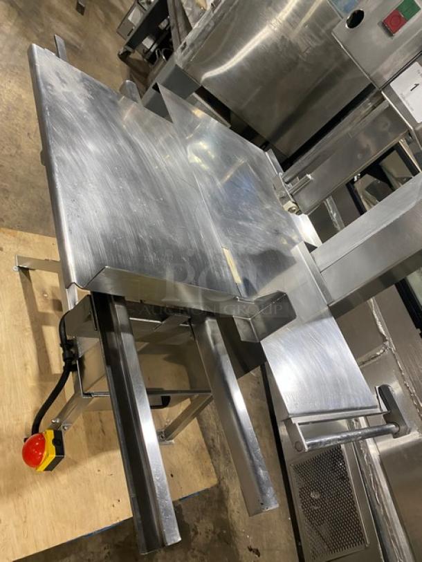 Marel Commercial Stainless Steel Electric Powered Floor Model Vertical Band Meat Saw! With Portion Control Slide Top Table! 200V! On Legs! - Image 7 of 10