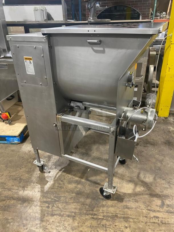 Biro Commercial Stainless Steel Electric Powered Mobile Floor Model Meat Mixer/Grinder! With 145 Lb. Hopper! Model: AFMG-24 SN: 28550! 220V 3 Phase! On Casters! - Image 2 of 10