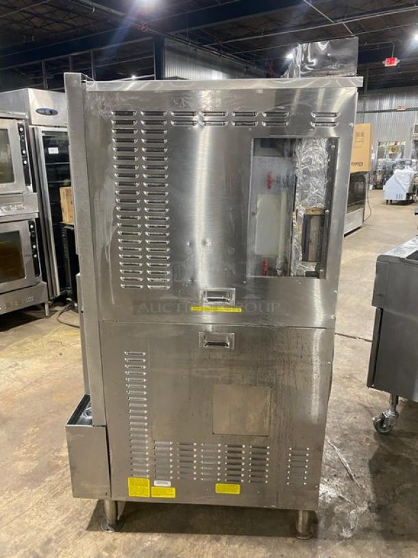 Cleveland Range SteamCraft Power-10 Series Commercial Stainless Steel Natural Gas Powered Dual Compartment 10-Pan Convection Steamer! With Boiler Base! With Individual Controls & Built In Pan Holding Racks! Model: 24CGP10 SN:170323052048! 115V 1 Phase! On Legs! - Image 2 of 11
